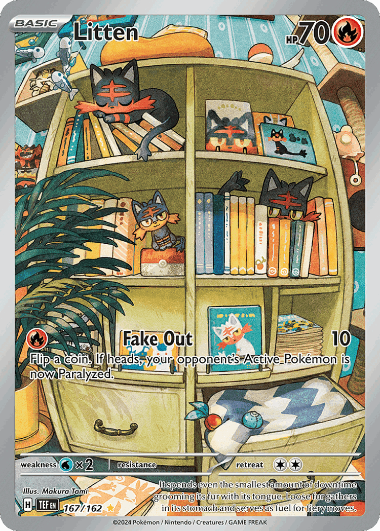 Litten #167 from Temporal Forces - Illustration Rare - Illustrated by Makura Tami