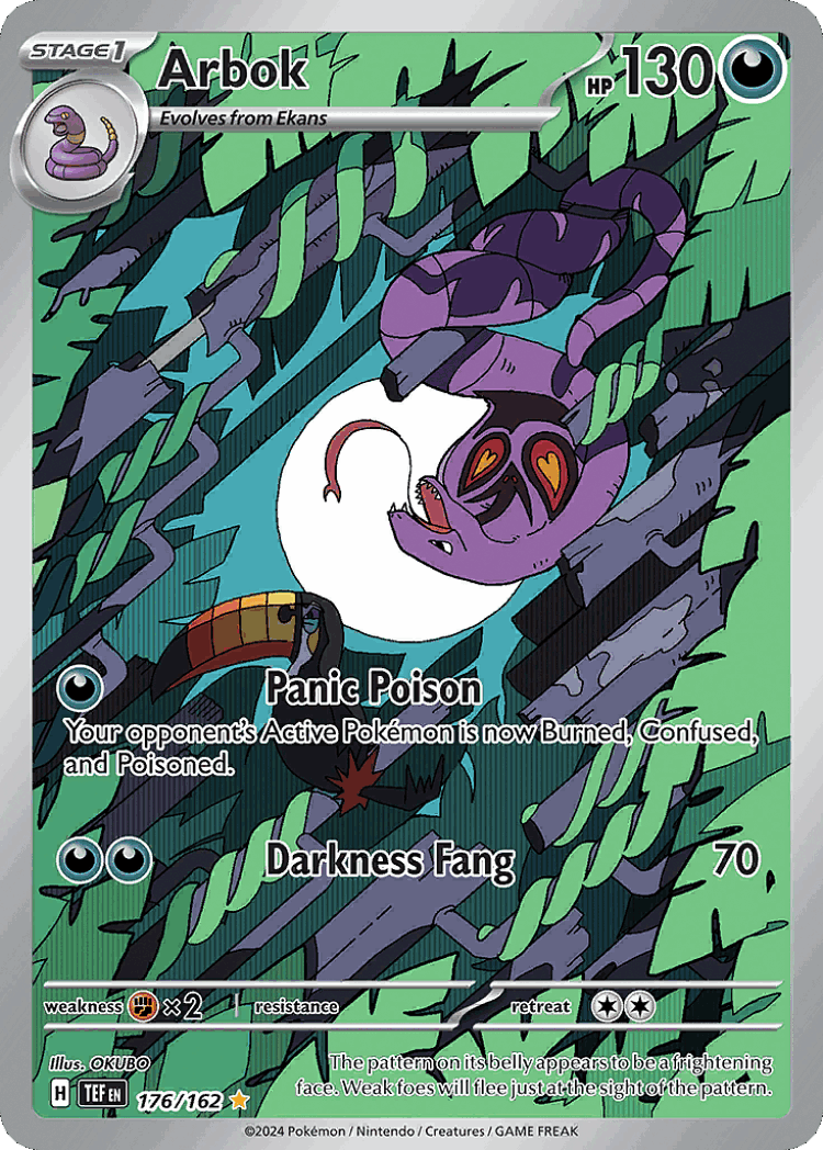 Arbok #176 from Temporal Forces - Illustration Rare - Illustrated by OKUBO