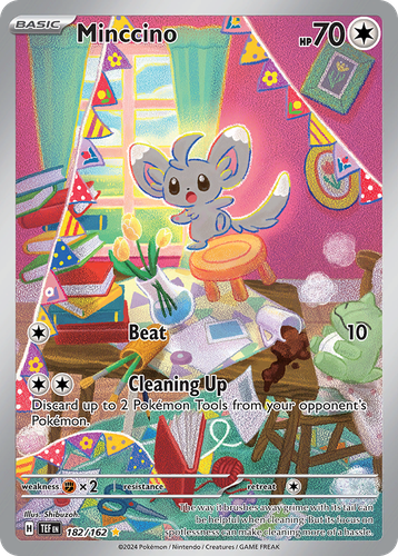 Minccino #182 from Temporal Forces - Illustration Rare - Illustrated by Shibuzoh.