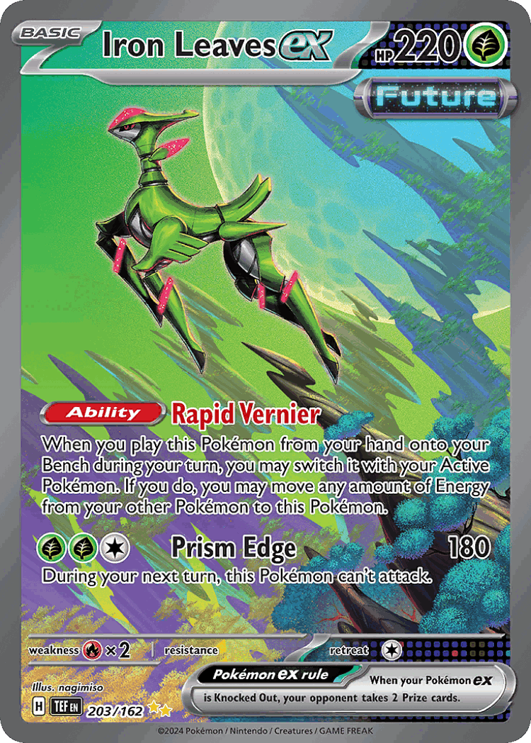 Iron Leaves ex #203 from Temporal Forces - Special Illustration Rare - Illustrated by nagimiso