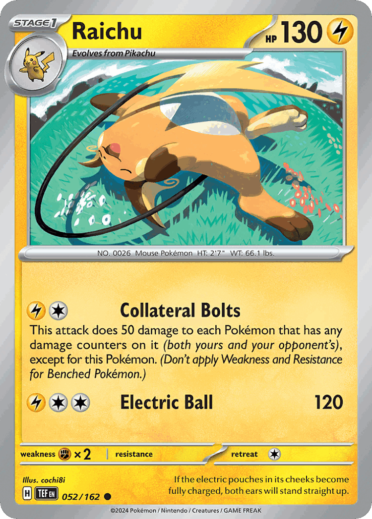 Raichu #52 from Temporal Forces - Common - Illustrated by cochi8i