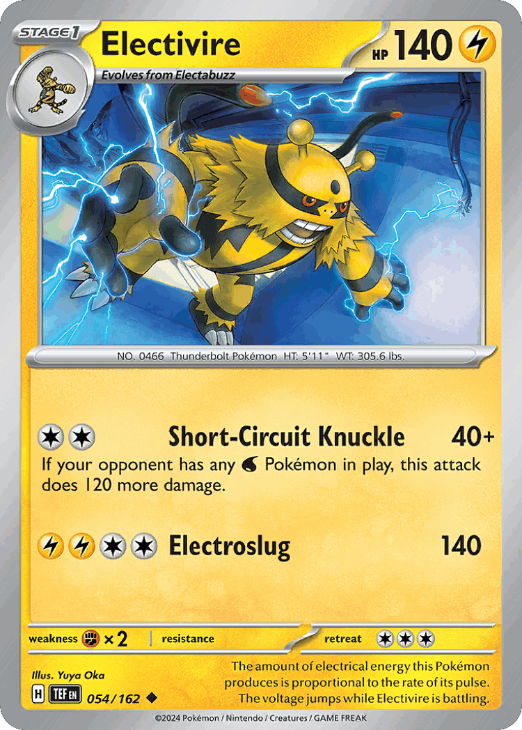 Electivire #54 from Temporal Forces - Uncommon - Illustrated by Yuya Oka