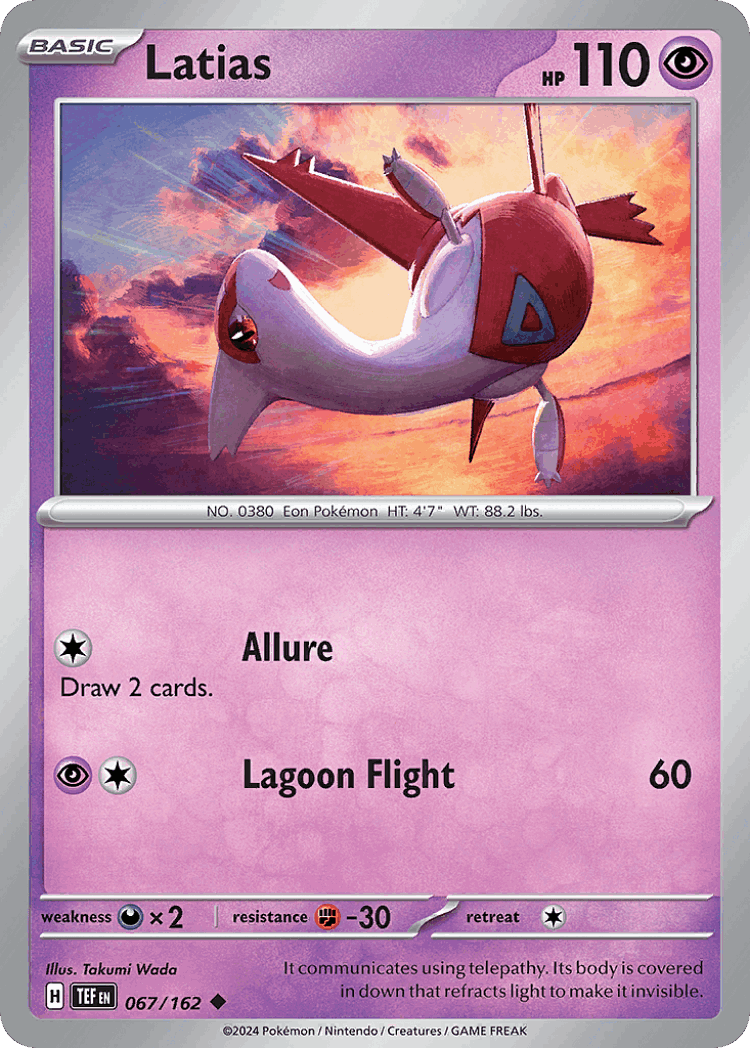 Latias #67 from Temporal Forces - Uncommon - Illustrated by Takumi Wada