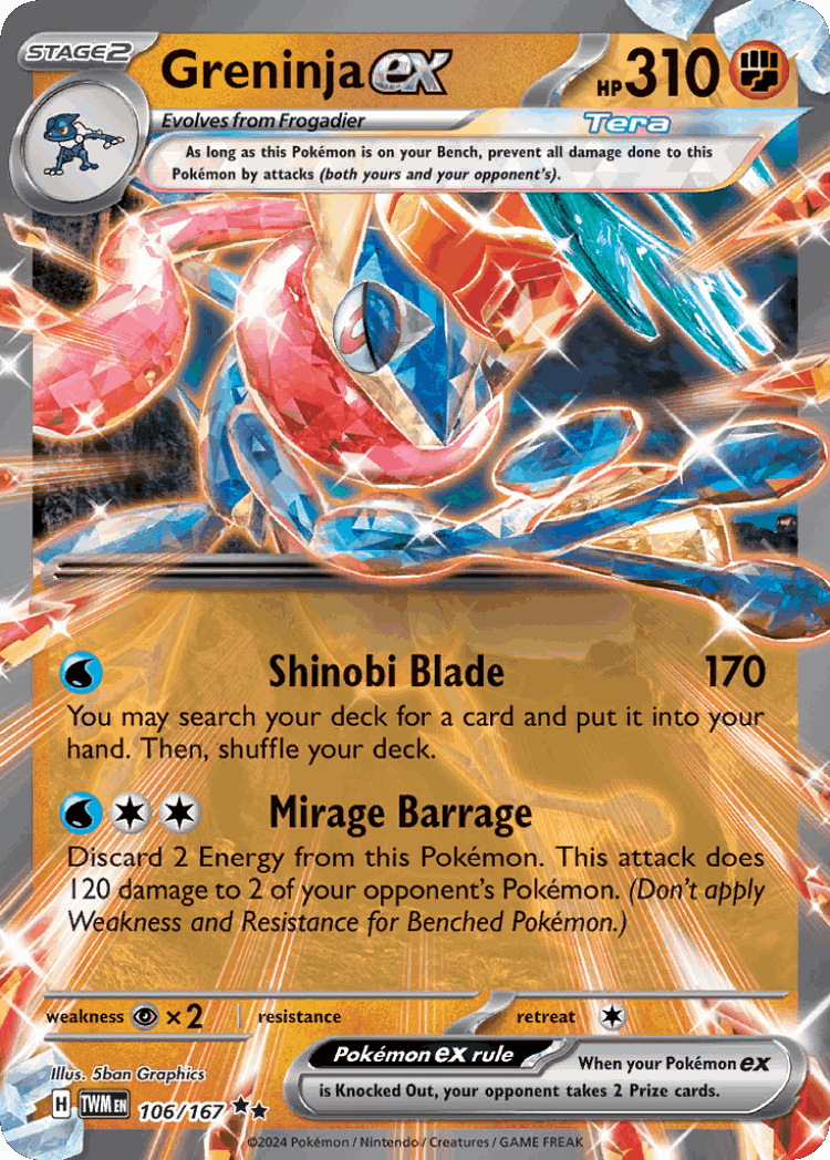 Greninja ex #106 from Twilight Masquerade - Double Rare - Illustrated by 5ban Graphics