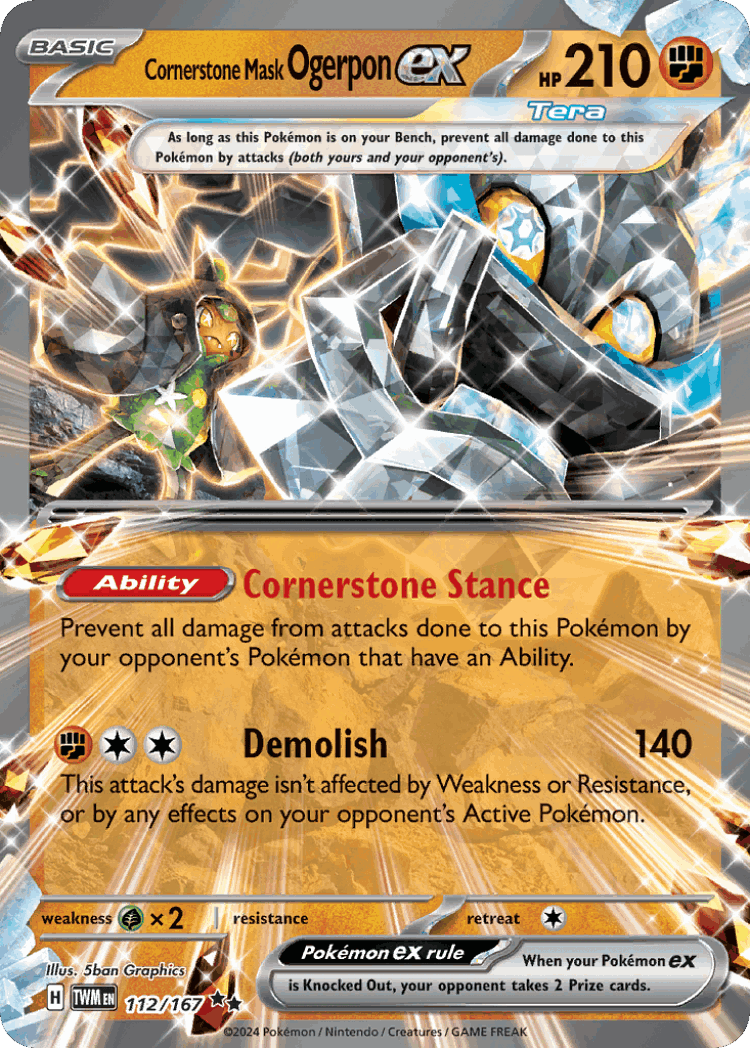 Cornerstone Mask Ogerpon ex #112 from Twilight Masquerade - Double Rare - Illustrated by 5ban Graphics