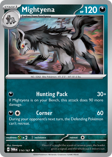 Mightyena #114 from Twilight Masquerade - Uncommon - Illustrated by kawayoo