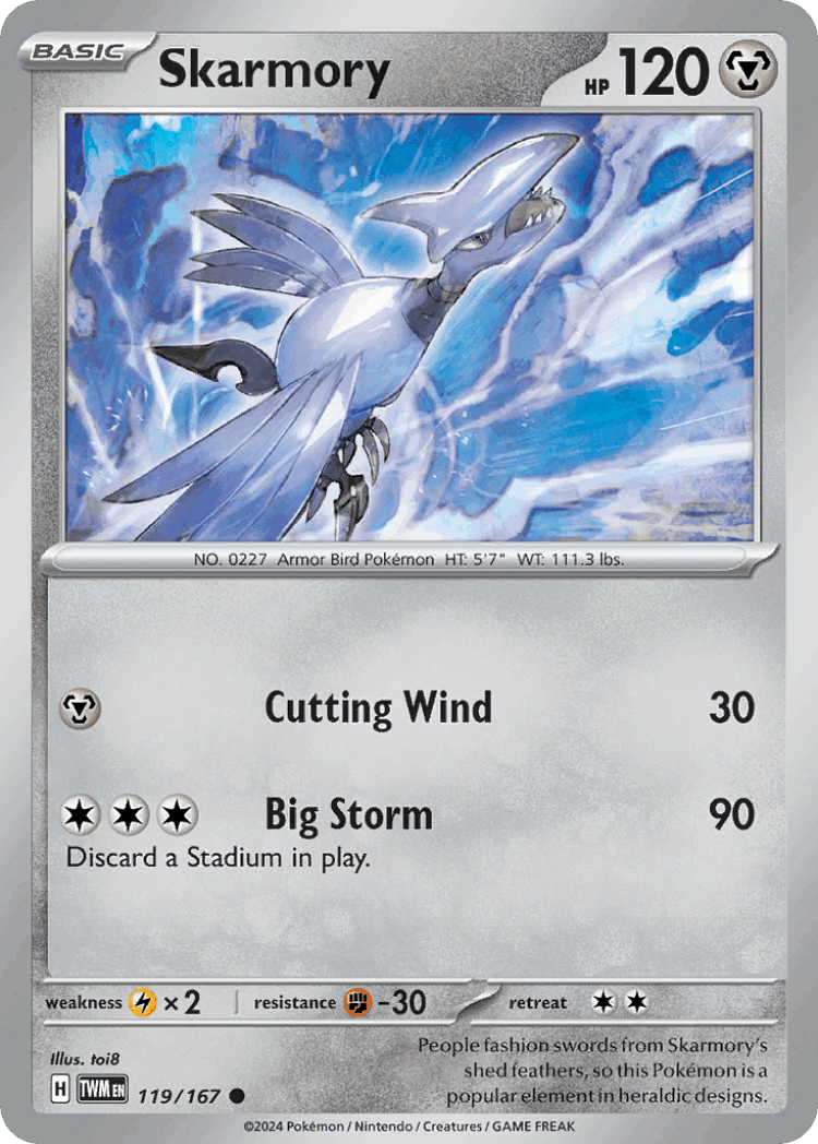 Skarmory #119 from Twilight Masquerade - Common - Illustrated by toi8