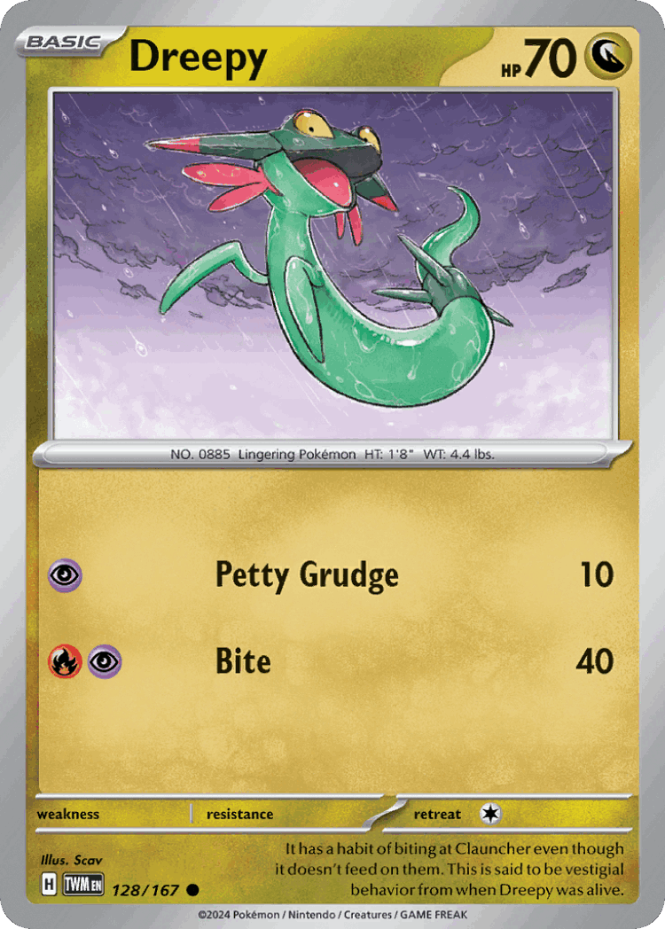 Dreepy #128 from Twilight Masquerade - Common - Illustrated by Scav