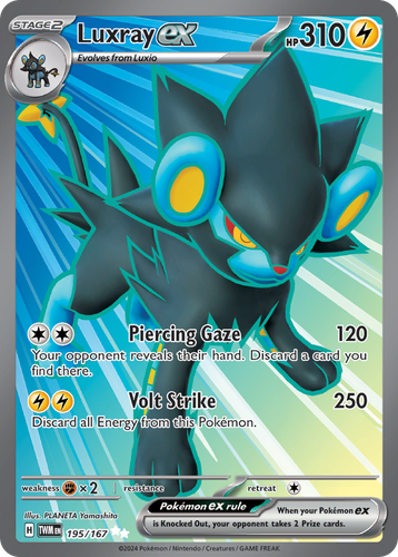 Luxray ex #195 from Twilight Masquerade - Ultra Rare - Illustrated by PLANETA Yamashita