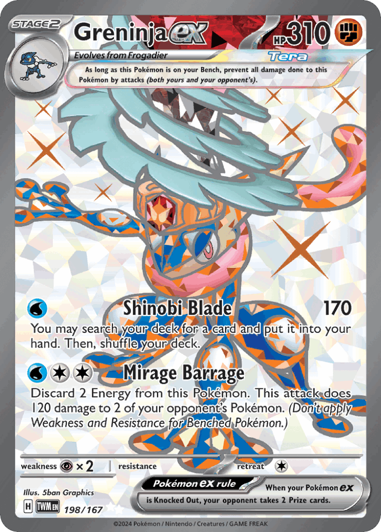 Greninja ex #198 from Twilight Masquerade - Ultra Rare - Illustrated by 5ban Graphics