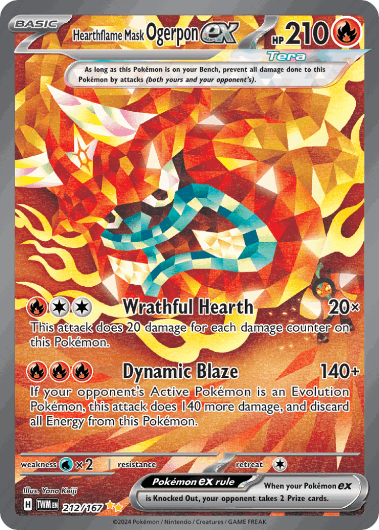Hearthflame Mask Ogerpon ex #212 from Twilight Masquerade - Special Illustration Rare - Illustrated by Yano Keiji