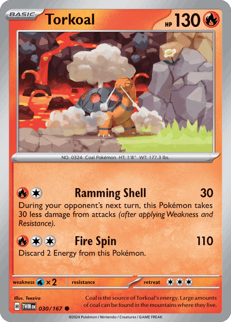 Torkoal #30 from Twilight Masquerade - Common - Illustrated by Teeziro