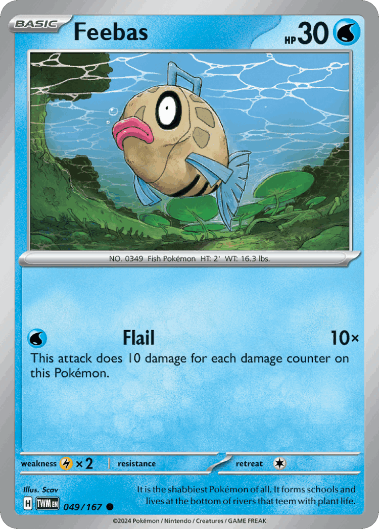 Feebas #49 from Twilight Masquerade - Common - Illustrated by Scav