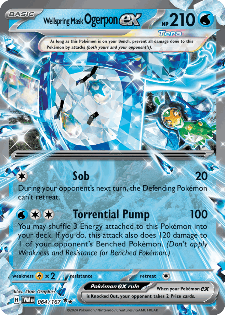 Wellspring Mask Ogerpon ex #64 from Twilight Masquerade - Double Rare - Illustrated by 5ban Graphics