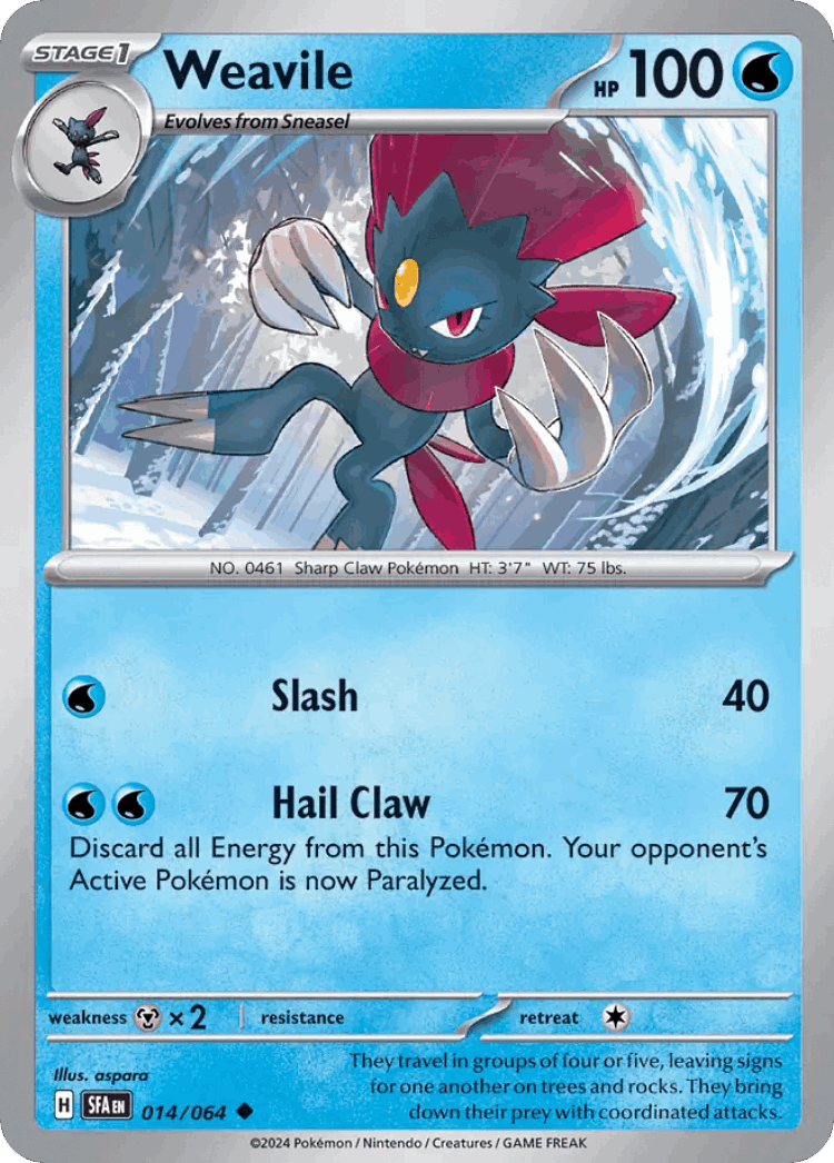Weavile #14 from Shrouded Fable - Uncommon - Illustrated by aspara
