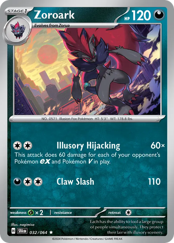 Zoroark #32 from Shrouded Fable - Rare - Illustrated by nagimiso