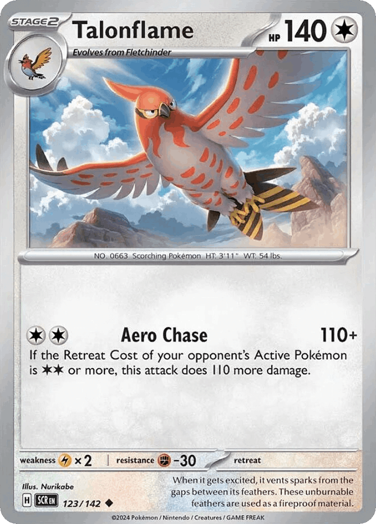 Talonflame #123 from Stellar Crown - Uncommon - Illustrated by Nurikabe