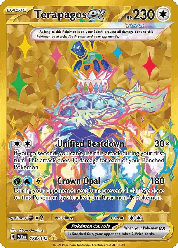 Terapagos ex #173 from Stellar Crown - Hyper Rare - Illustrated by 5ban Graphics