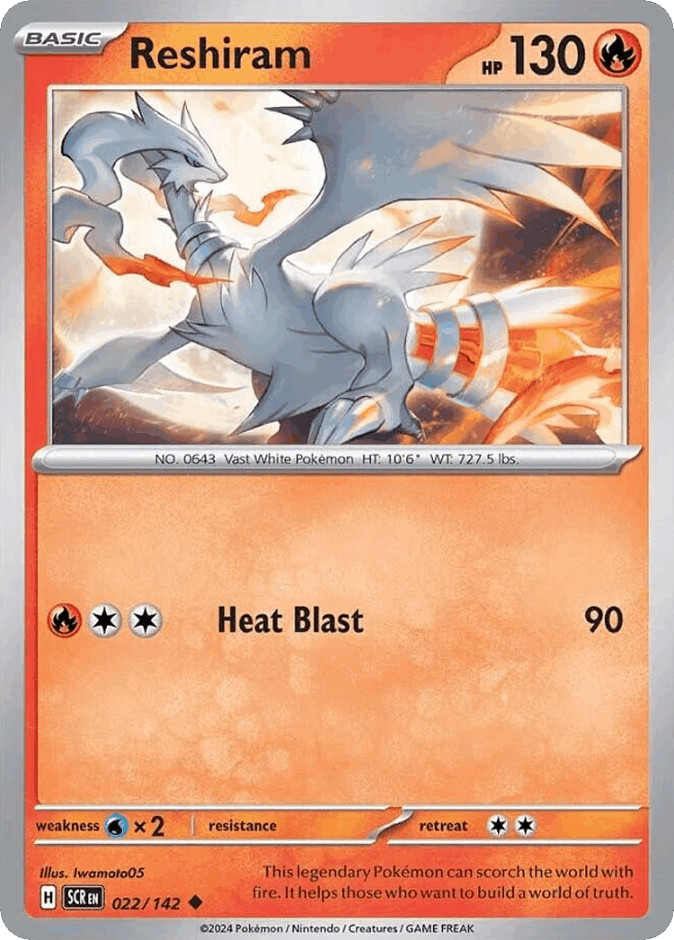 Reshiram #22 from Stellar Crown - Uncommon - Illustrated by Iwamoto05