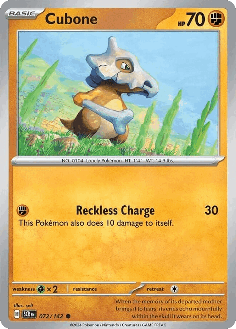Cubone #72 from Stellar Crown - Common - Illustrated by svlt