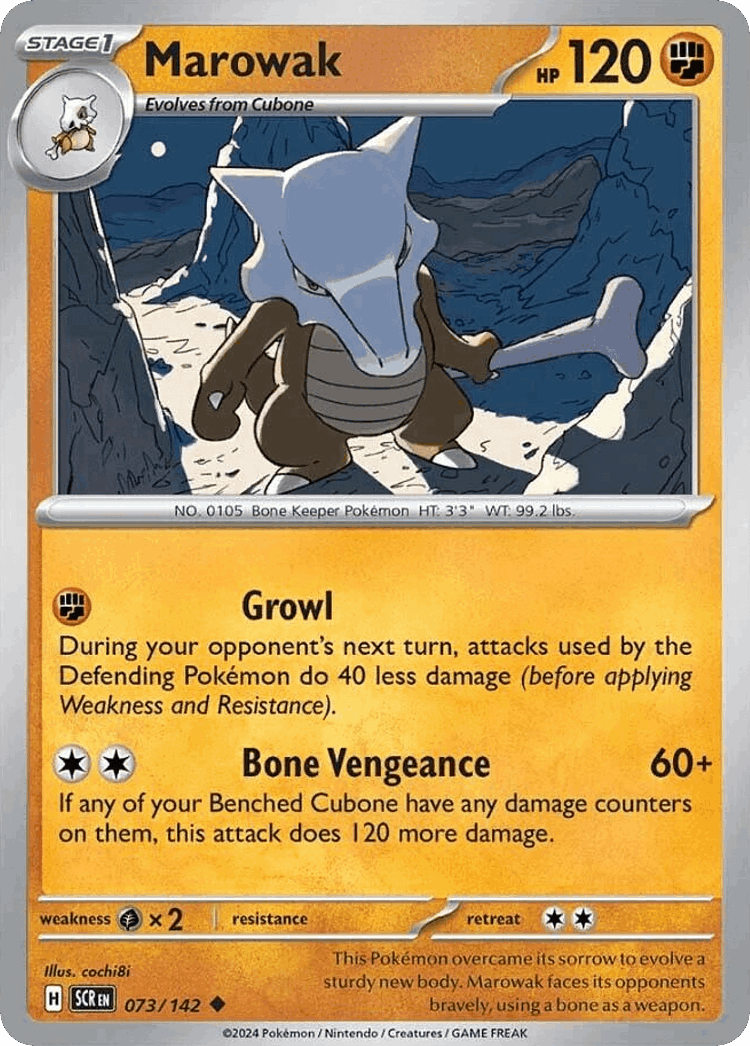 Marowak #73 from Stellar Crown - Uncommon - Illustrated by cochi8i