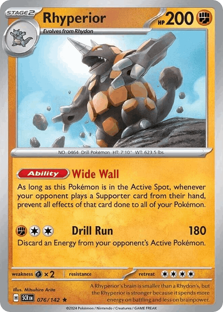 Rhyperior #76 from Stellar Crown - Rare - Illustrated by Mitsuhiro Arita