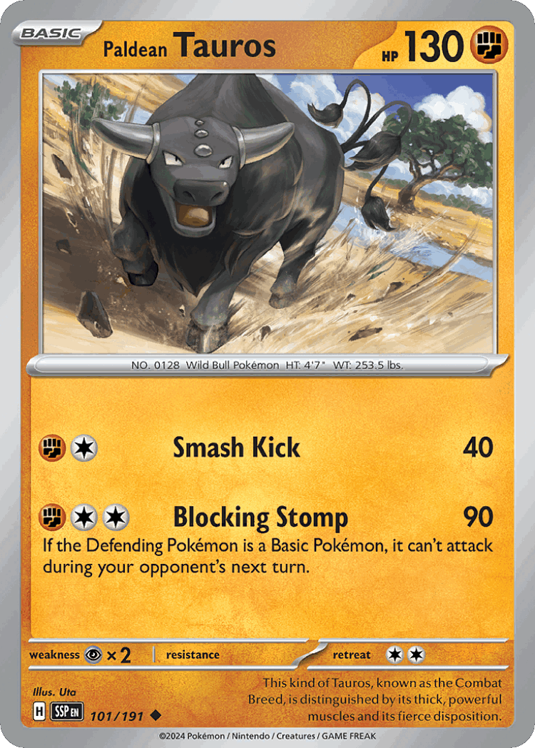 Paldean Tauros #101 from Surging Sparks - Uncommon - Illustrated by Uta