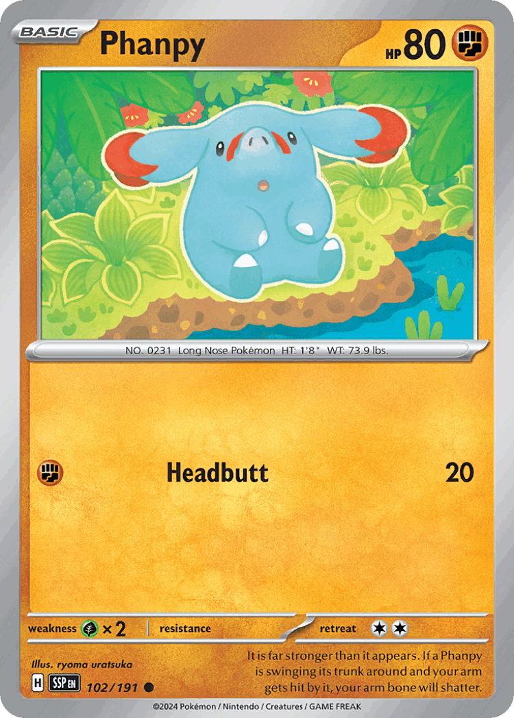 Phanpy #102 from Surging Sparks - Common - Illustrated by ryoma uratsuka