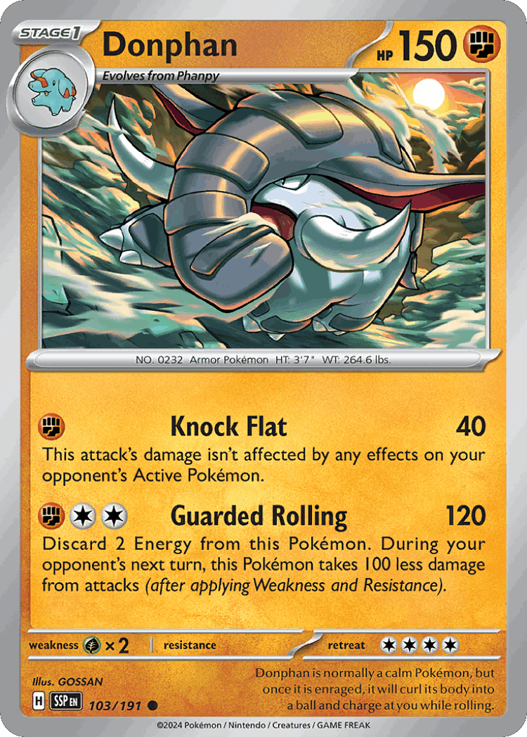 Donphan #103 from Surging Sparks - Common - Illustrated by GOSSAN