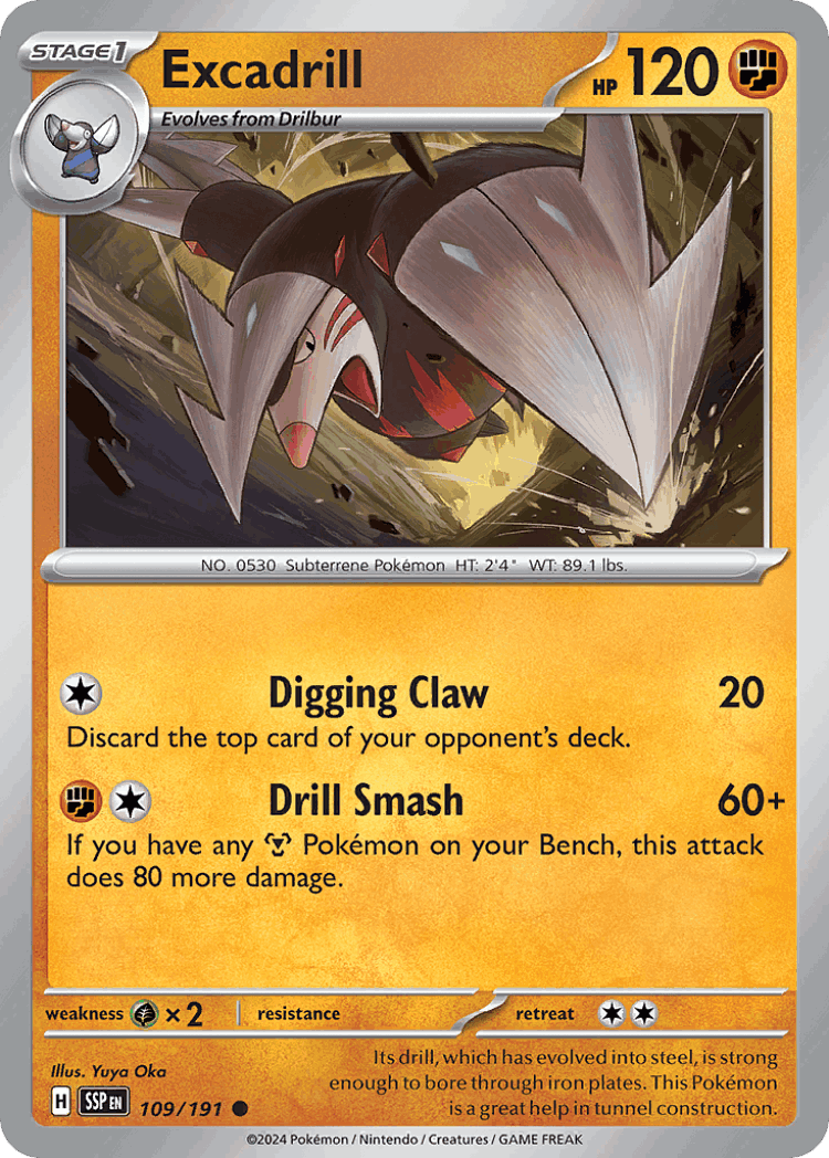 Excadrill #109 from Surging Sparks - Common - Illustrated by Yuya Oka