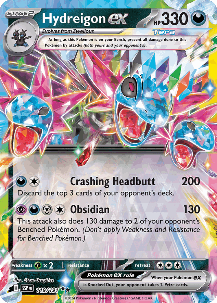 Hydreigon ex #119 from Surging Sparks - Double Rare - Illustrated by 5ban Graphics