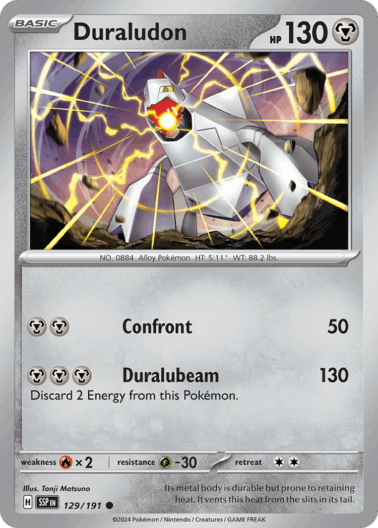 Duraludon #129 from Surging Sparks - Common - Illustrated by Tonji Matsuno