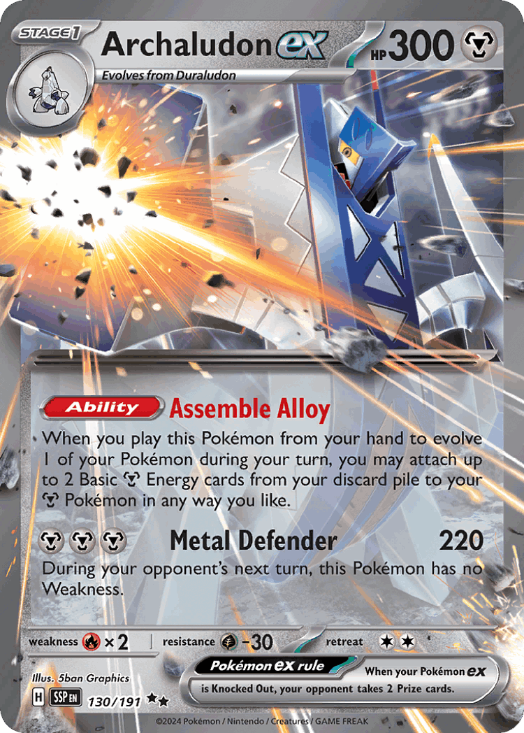 Archaludon ex #130 from Surging Sparks - Double Rare - Illustrated by 5ban Graphics