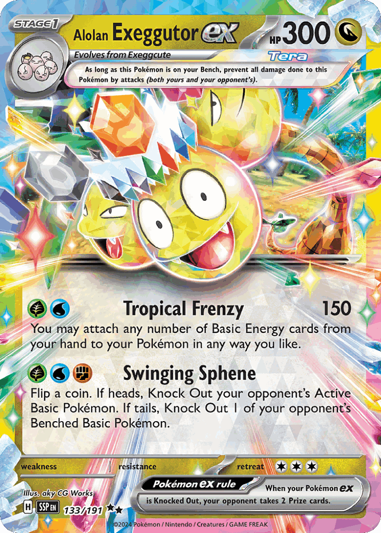Alolan Exeggutor ex #133 from Surging Sparks - Double Rare - Illustrated by aky CG Works