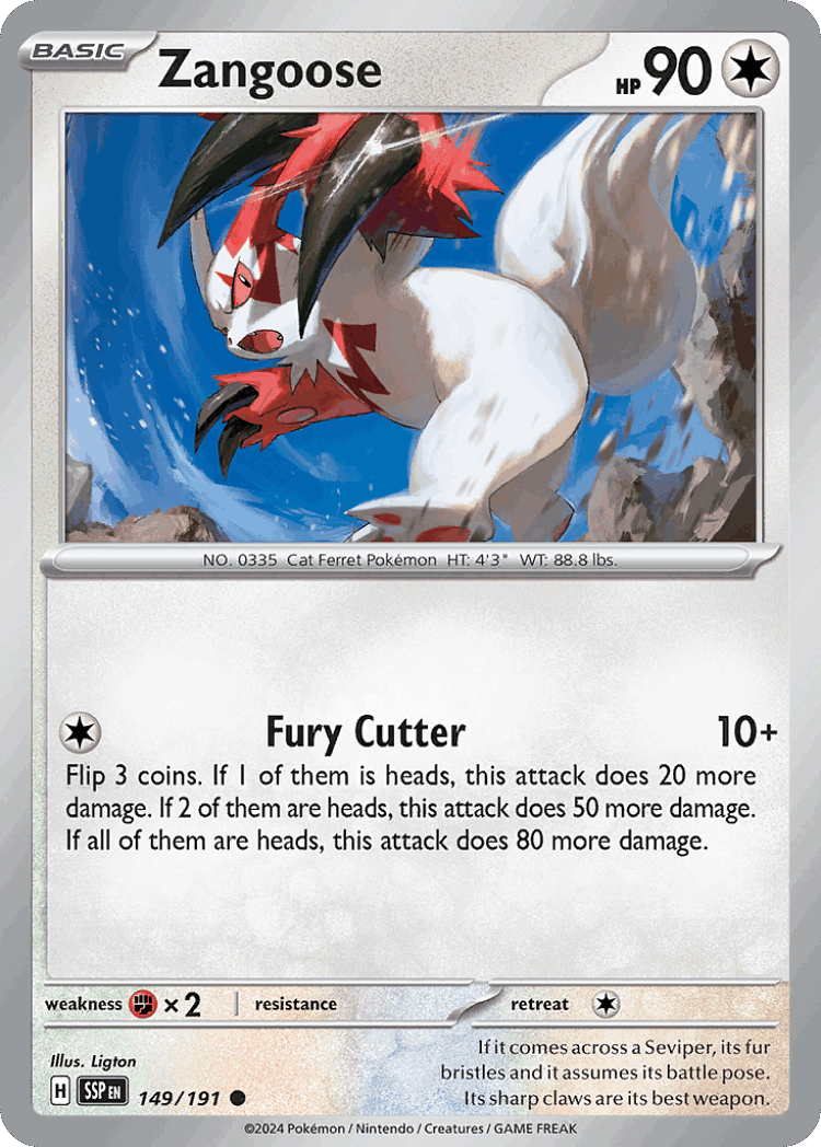Zangoose #149 from Surging Sparks - Common - Illustrated by Ligton