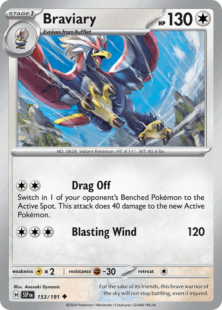 Braviary #153 from Surging Sparks - Uncommon - Illustrated by Anesaki Dynamic