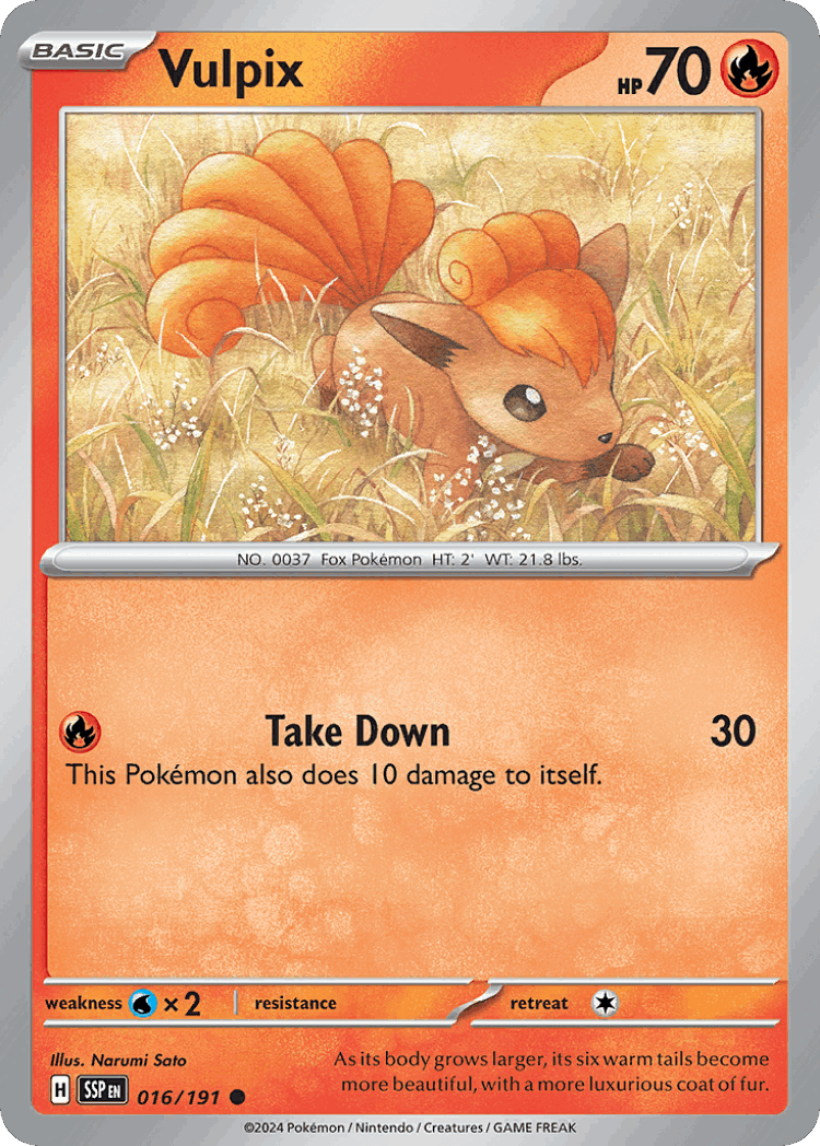 Vulpix #16 from Surging Sparks - Common - Illustrated by Narumi Sato