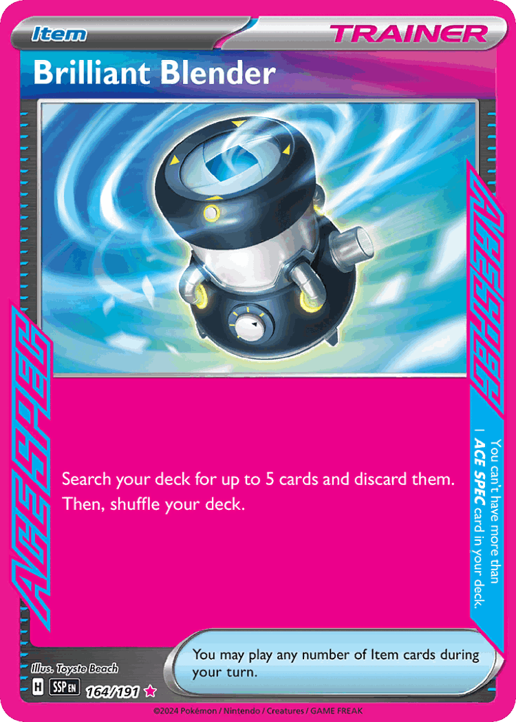 Brilliant Blender #164 from Surging Sparks - ACE SPEC Rare - Illustrated by Toyste Beach
