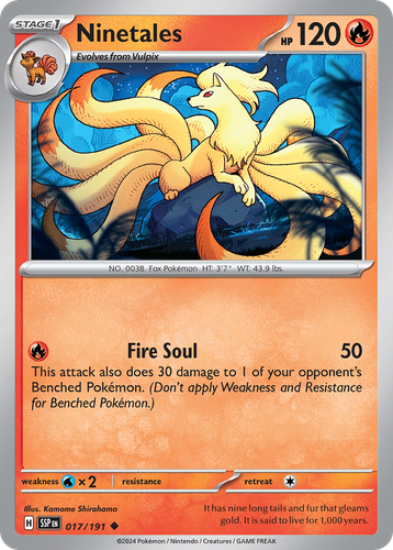 Ninetales #17 from Surging Sparks - Uncommon - Illustrated by Kamome Shirahama