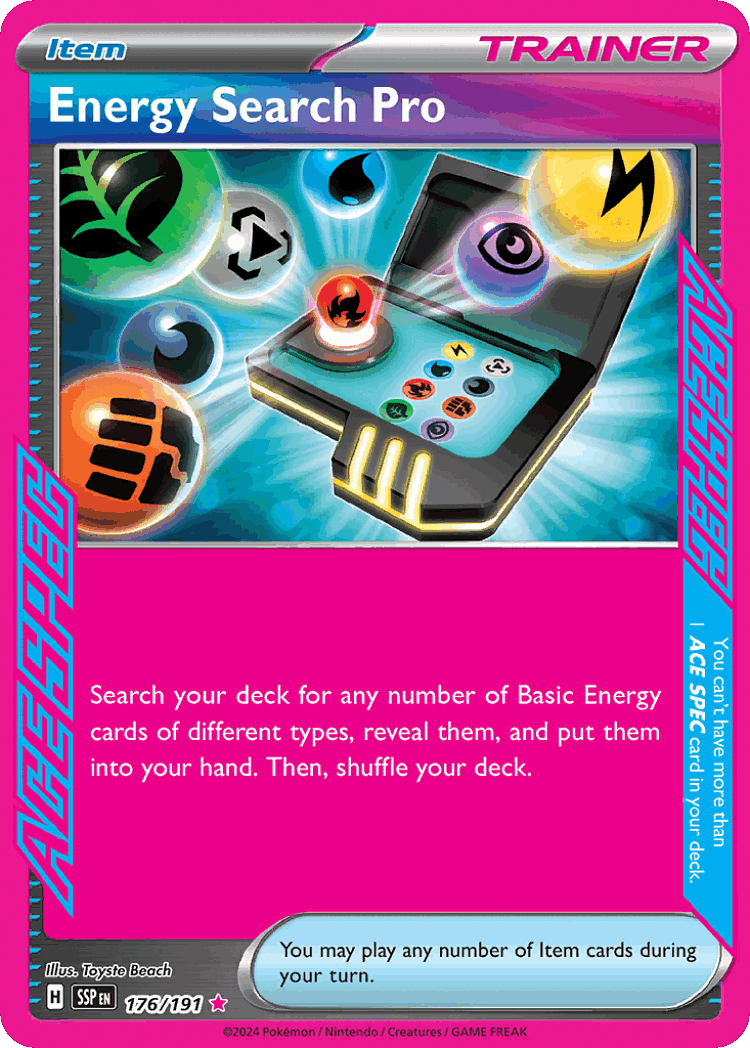 Energy Search Pro #176 from Surging Sparks - ACE SPEC Rare - Illustrated by Toyste Beach