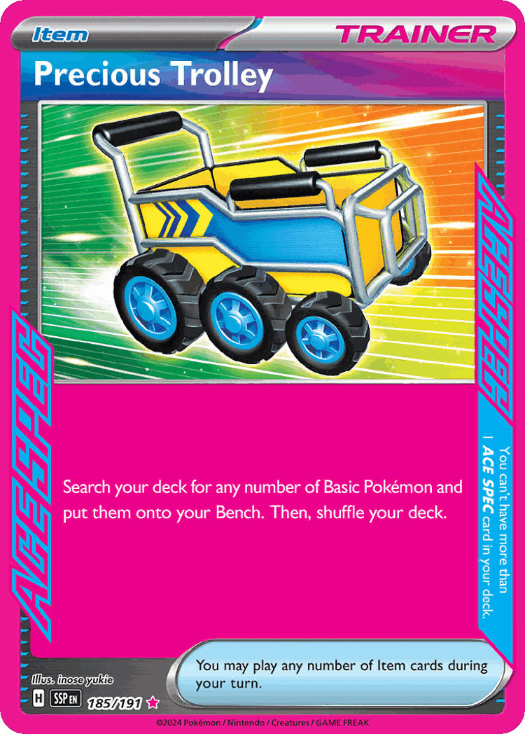 Precious Trolley #185 from Surging Sparks - ACE SPEC Rare - Illustrated by inose yukie