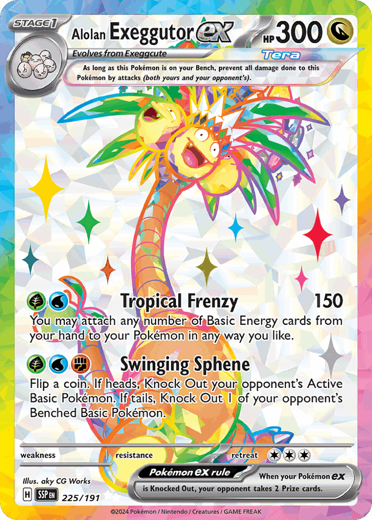 Alolan Exeggutor ex #225 from Surging Sparks - Ultra Rare - Illustrated by aky CG Works