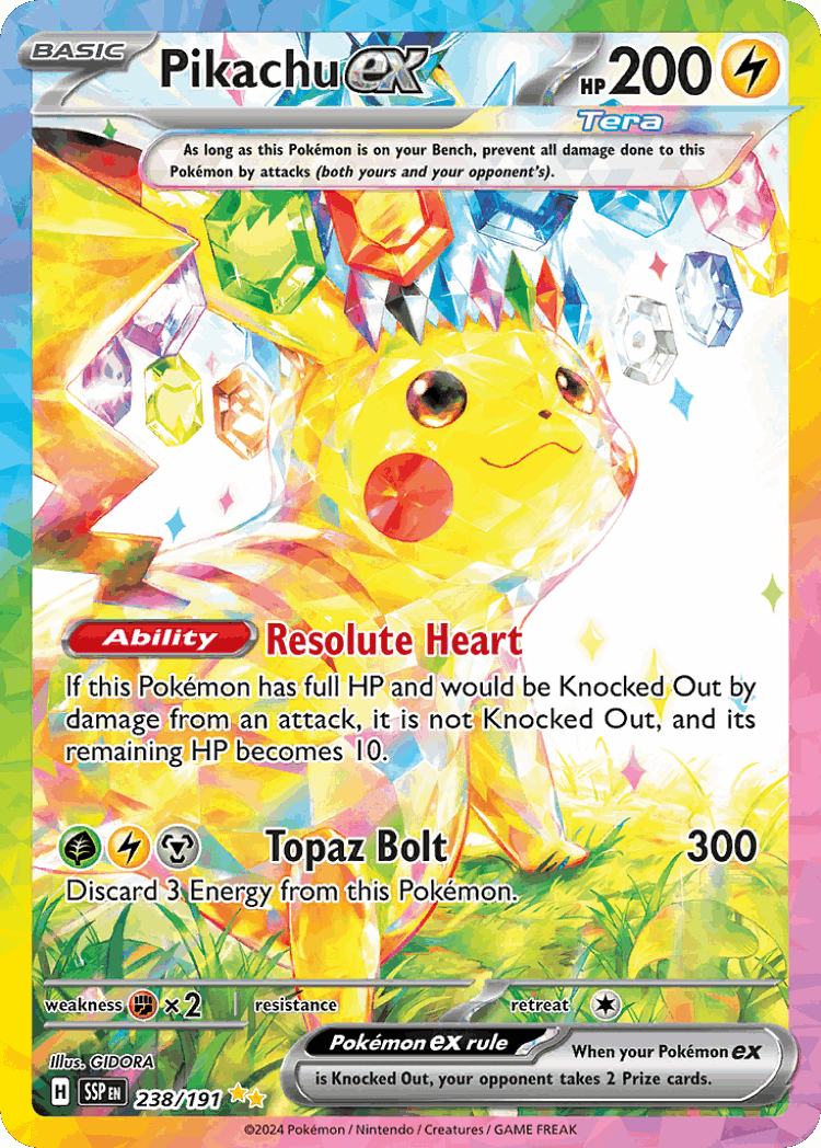 Pikachu ex #238 from Surging Sparks - Special Illustration Rare - Illustrated by GIDORA