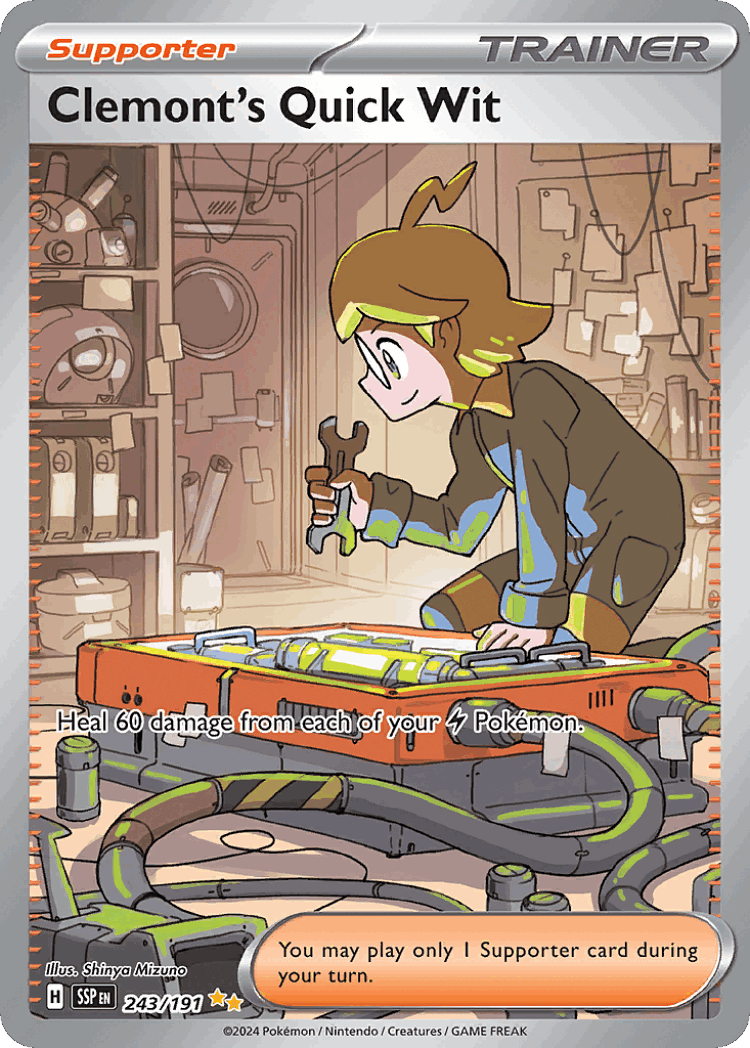 Clemont's Quick Wit #243 from Surging Sparks - Special Illustration Rare - Illustrated by Shinya Mizuno