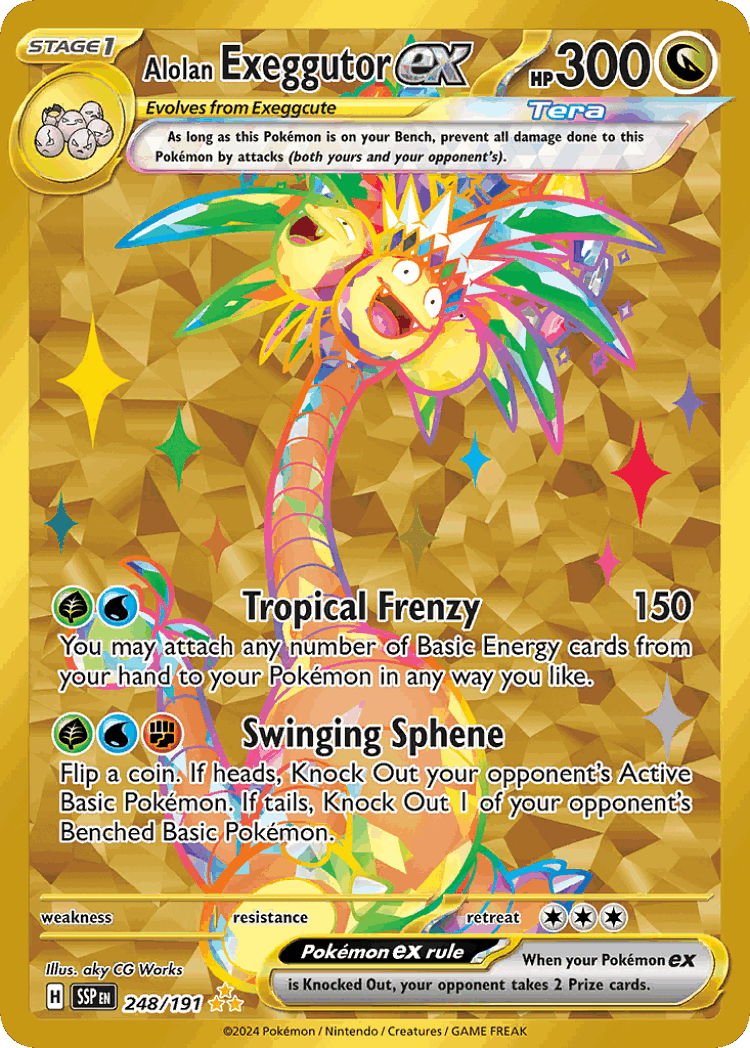 Alolan Exeggutor ex #248 from Surging Sparks - Hyper Rare - Illustrated by aky CG Works