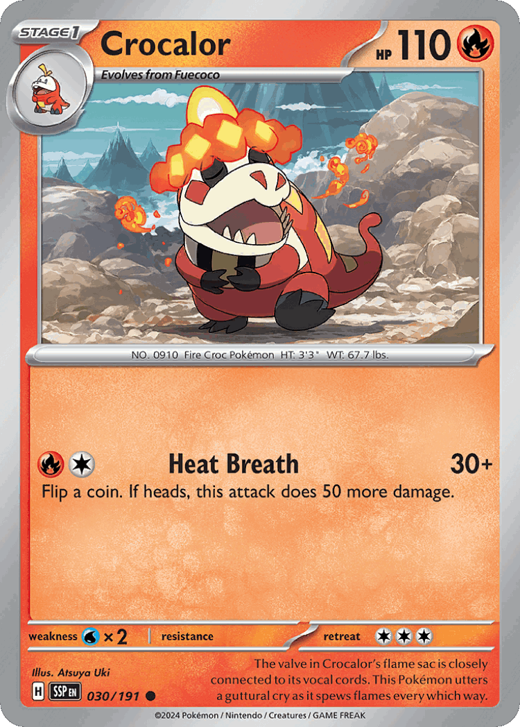Crocalor #30 from Surging Sparks - Common - Illustrated by Atsuya Uki