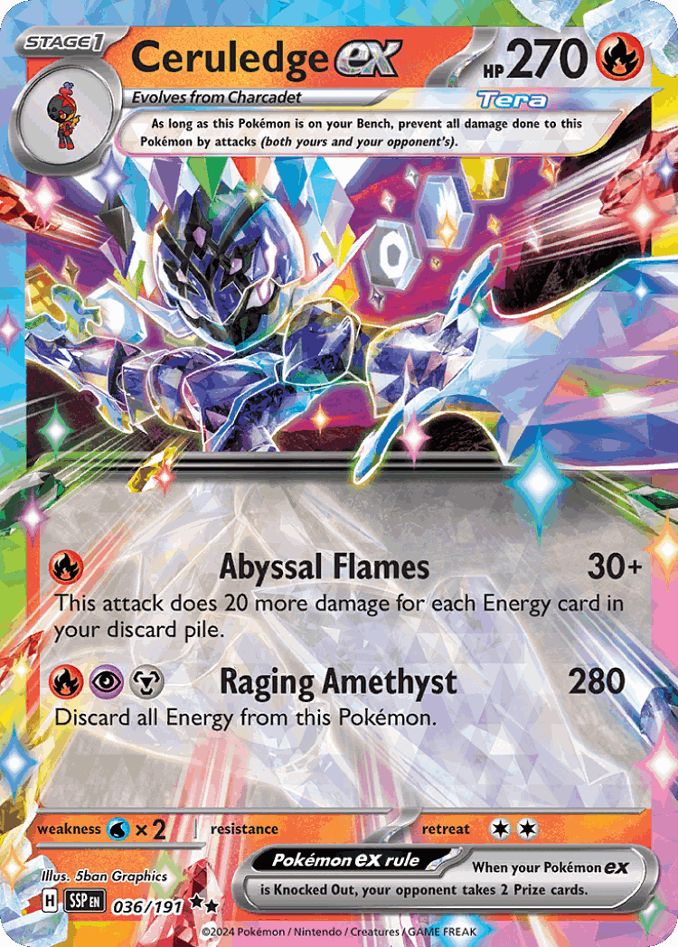Ceruledge ex #36 from Surging Sparks - Double Rare - Illustrated by 5ban Graphics