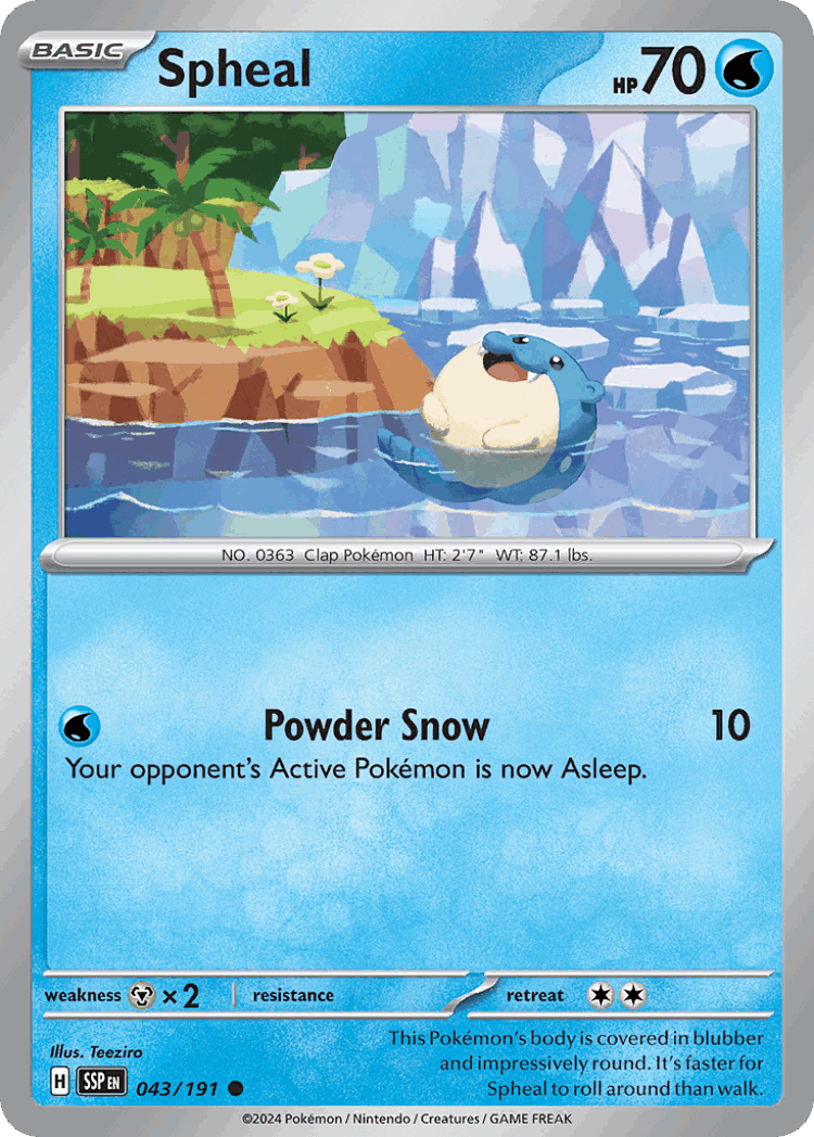 Spheal #43 from Surging Sparks - Common - Illustrated by Teeziro
