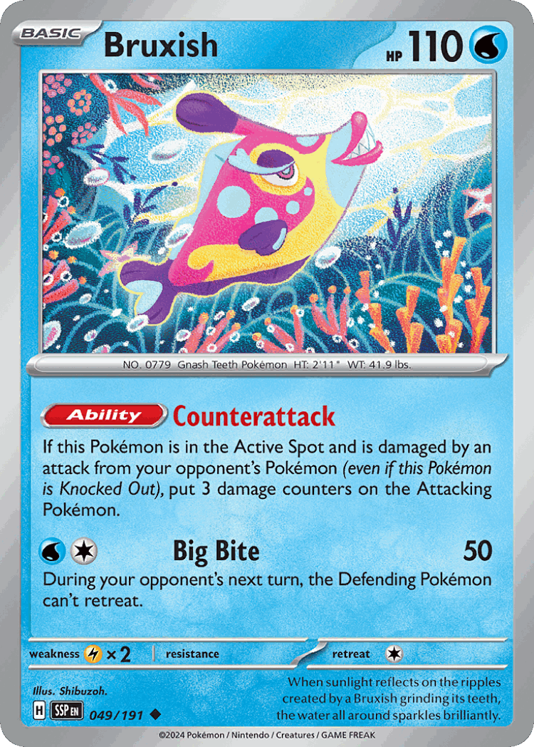 Bruxish #49 from Surging Sparks - Uncommon - Illustrated by Shibuzoh.