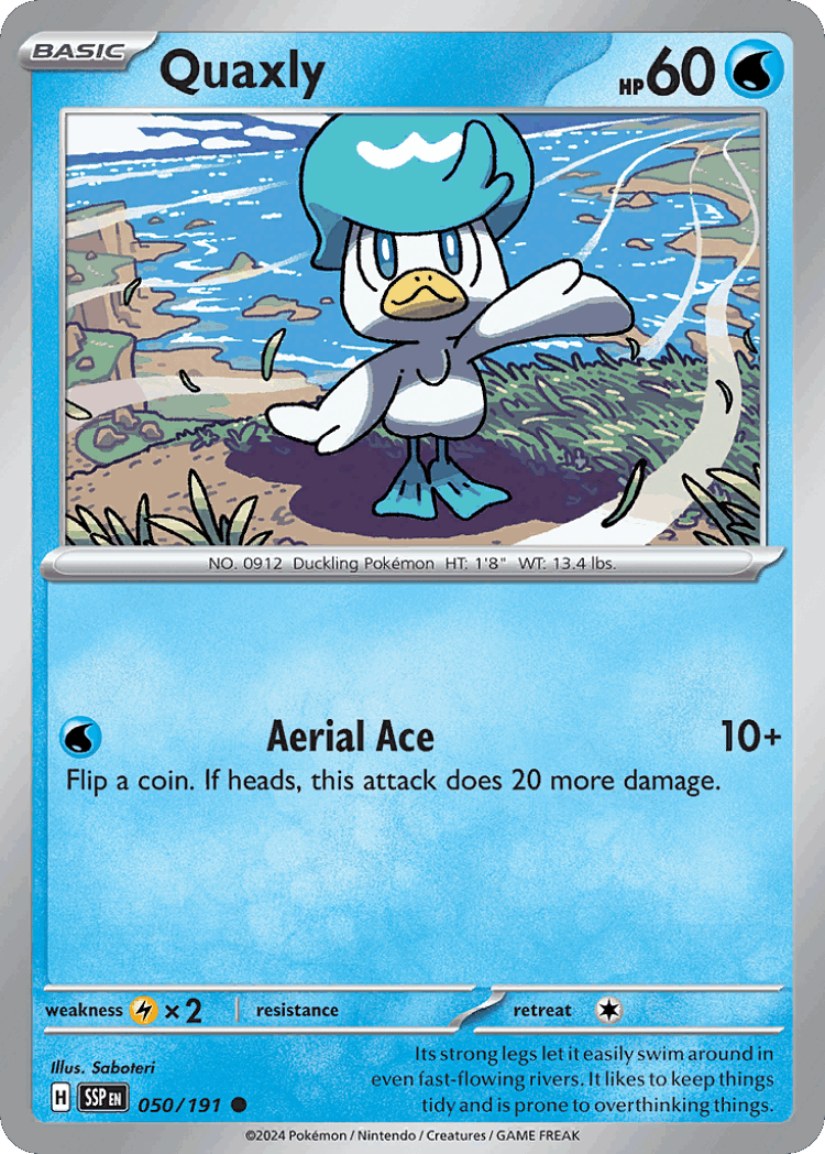 Quaxly #50 from Surging Sparks - Common - Illustrated by Saboteri